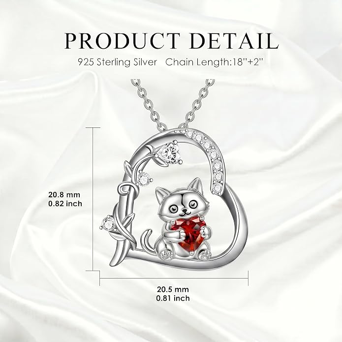 PELOVNY Teddy Bear Necklace for Women 925 Sterling Silver Bear/Highland Cow/Fox/Cat/Axolotl Birthstone Necklace Christmas Birthday Jewelry Gifts for Mom Daughter Wife Sister