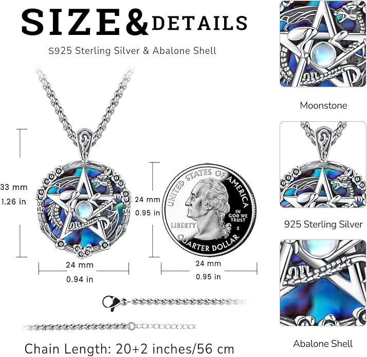 Pentagram Necklace Sterling Silver Triple Moon Goddess/Celtic Knot Witches Knot/Ankh/Sun and Moon/Hecate/Lilith/Santa Muerte/Tetragrammaton Pendant Necklace Pagan Wiccan Magic Egyptian Amulet Jewelry for Women Men