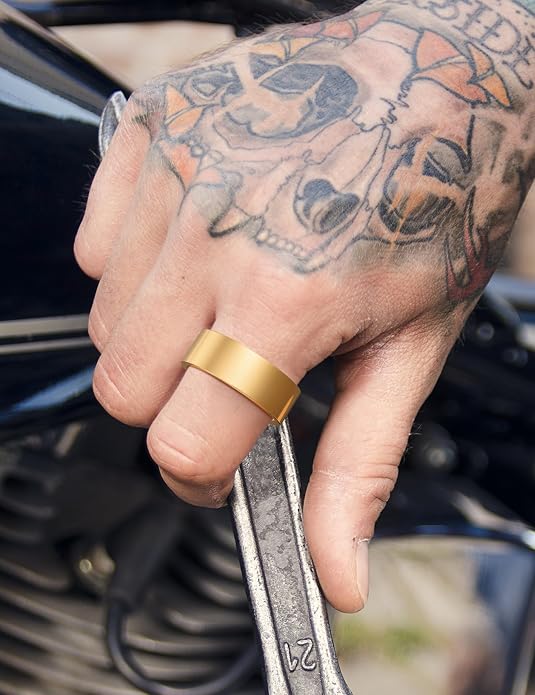 King Will Basic Gold/Rose Gold/Brown Plated Tungsten Wedding Band for Men/Women, 2mm/4mm/6mm/8mm/10mm/12mm Width Band Rings, Pipe Cut Matte Brushed Finish Cigar Band Ring Comfort Fit
