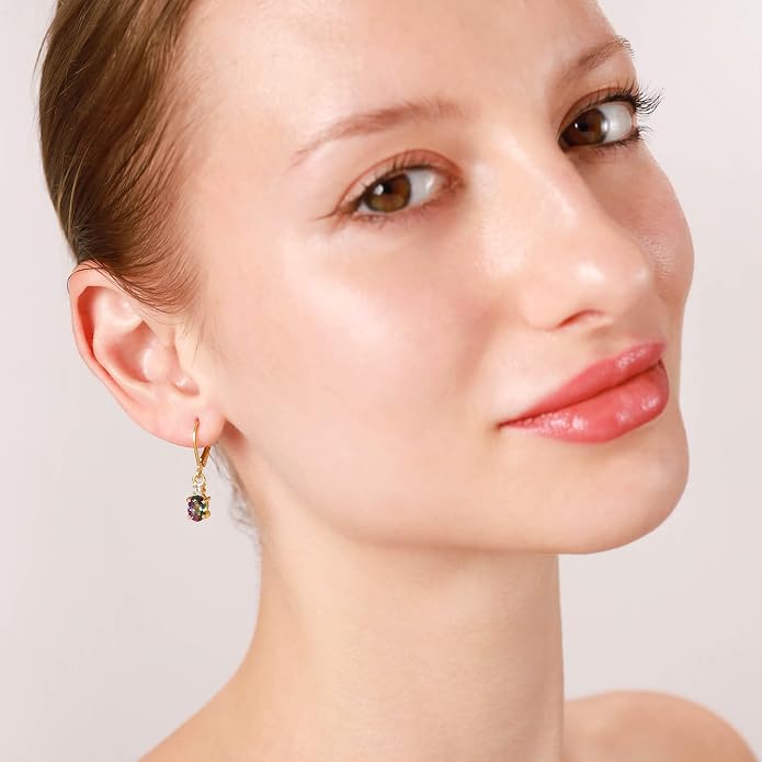Silvershake White Gold Plated 925 Sterling Silver Leverback Earrings