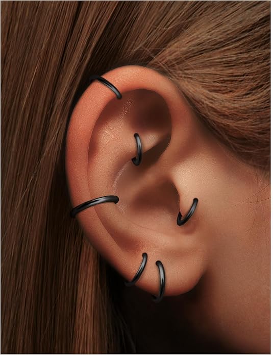 20G 18G 16G 14G 12G 10G 8G 6G Nose Rings Hoops 316l Surgical Steel Clicker Septum Lip Ring Tragus Helix Daith Rook Conch Snug Cartilage Lobe Earrings Hoop Piercing Jewelry For Women Men