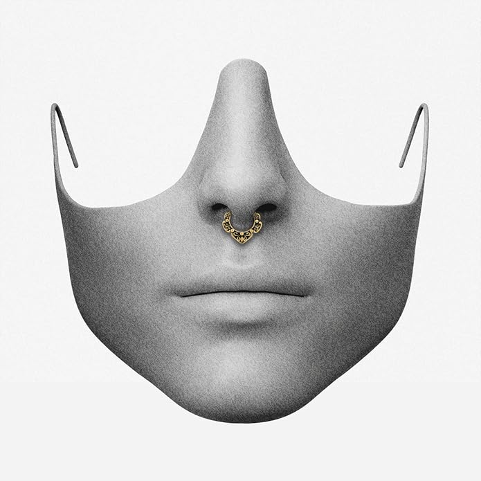 PUNKYOUTH 16G Titanium Septum Nose Ring Clicker Hoop 316L Surgical Steel Hinged Gothic Vintage Floral Style Earrings Piercing Jewelry for Nose Helix Rook Tragus 8mm Diameter