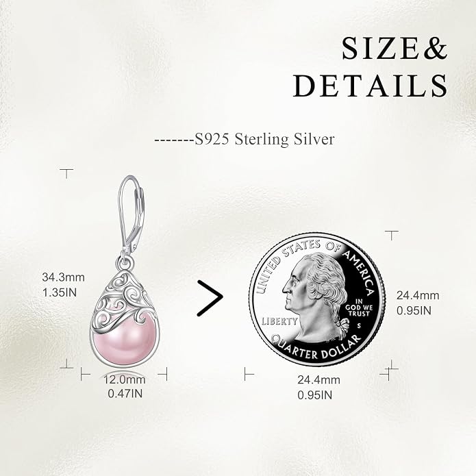 925 Sterling Silver Leverback Earrings Vintage Filigree Dangle Drop Earrings Jewelry Birthday Gifts for Women