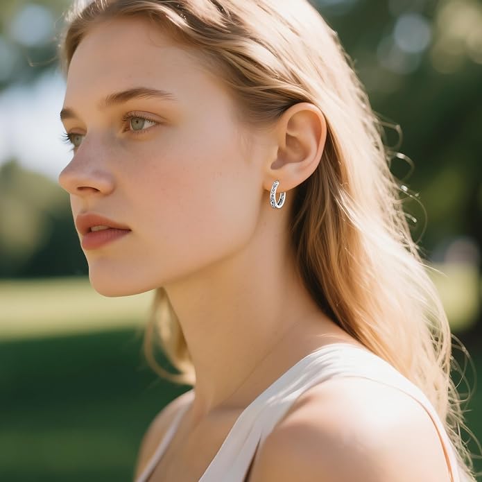 Sterling Silver Hoop Earrings Small Hoop Sun/Leaf/Triangle Huggie Earrings for Women Hypoallergenic