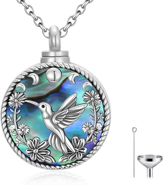 PELOVNY Urn Necklaces for Ashes of Loved Ones 925 Sterling Silver Personalized Heart Locket Urn Necklace Cremation Keepsake Memorial Jewelry Gifts for Women Men