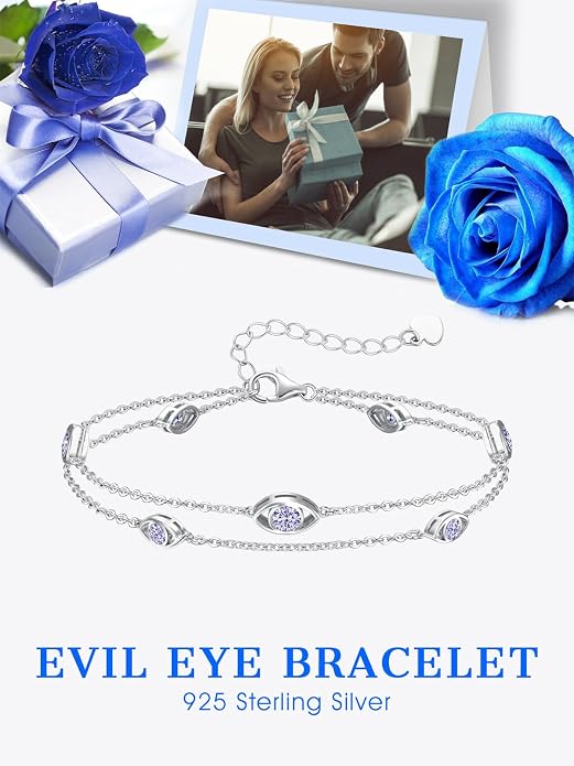 925 Sterling Silver Ankle Bracelet Evil Eye/Dolphin/Sea Turtle/Infinity/Wave Seashell/Hamsa Ankle Bracelet Adjustable Summer Beach Ocean Jewelry for Women