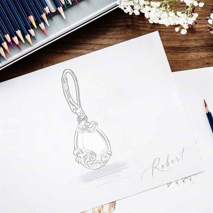 Vito 925 Sterling Silver Teardrop Earrings for Women, Moonstone Turquoise Drop Dangle Earrings Cat Snake Turtle Tree of Life Leverback Earrings Boho Jewelry Gift for Mom Wife