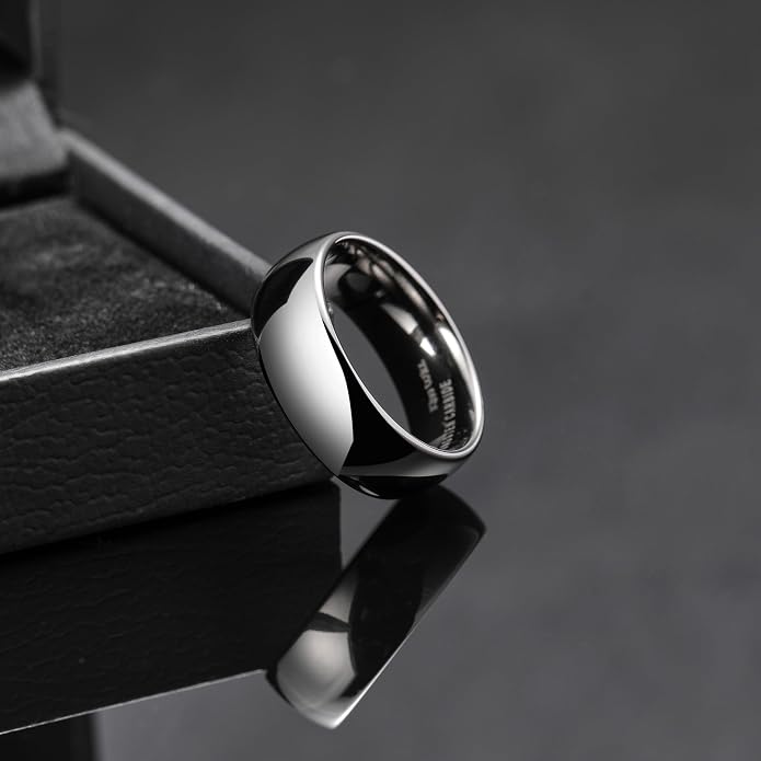 King Will Tungsten Carbide Wedding Band for Men Women Promise Rings for Couples Domed High Polish