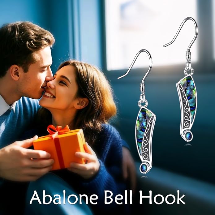 Abalone Shell Dangle Drop Earrings for Women 925 Sterling Silver Filigree Bohemian Earrings Jewelry Gift