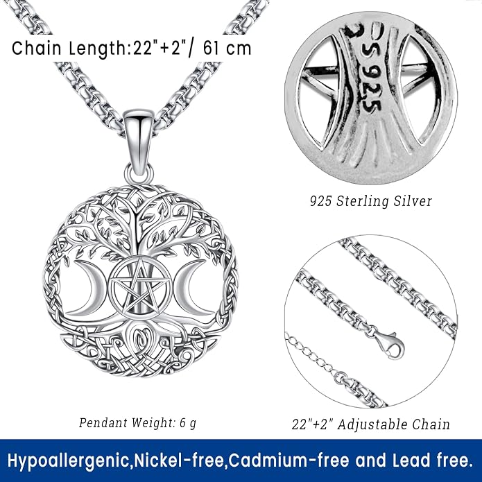 Eusense Viking Jewelry for Men Women Sterling Silver 925 Mjolnir Thors Hammer Pendant Celtic Cross Necklace Wolf Odin Raven Freya Goddess Norse Pagan Compass Vegvisir Yggdrasil Nordic Viking Necklaces Gifts