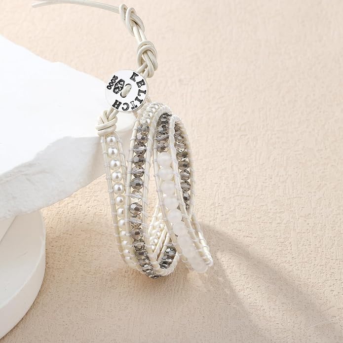 KELITCH New Women Friendship Bracelet Leather Wrap Bracelets Bangle Handmade Stackable Jewelry