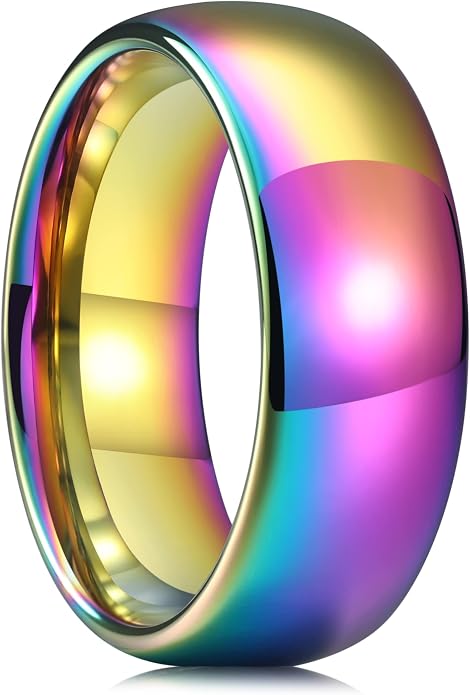King Will Men's Women's Tungsten Carbide Ring 24k Gold Plated Rose Gold Plated Domed Polished Finish Wedding Band