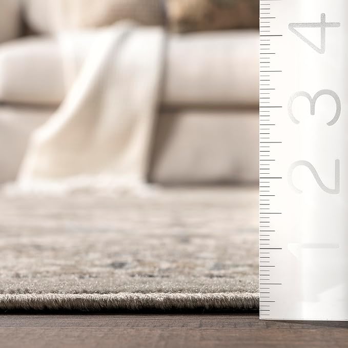 nuLOOM 6'7" x 9' Becca Traditional Tiled Area Rug, Taupe, Faded Transitional Design, Stain Resistant, For Bedroom, Dining Room, Living Room, Hallway, Office, Kitchen, Entryway