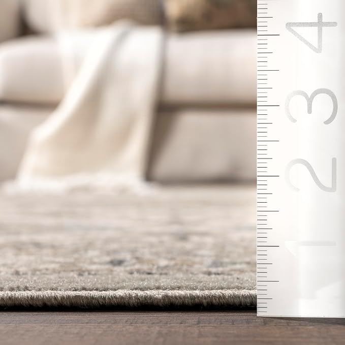 Nuloom Becca Taupe/Ivory, 8' Round, Traditional Tiled, Soft and Cozy, High Traffic, Stain Resistant, Easy Clean, Durable Area Rug for Bedroom, Living Room, Dining Space, Den, Foyer, Entryway