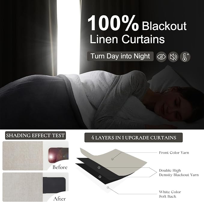 QJmydeco Short Length Blackout Curtains for Bedroom 63 Inch Length Pretty Custom Drapes Thermal Kitchen Traverse Curtains with Hooks for Track/Back Tab Basement Window Natural Cream(50W x 63L 2Panels)