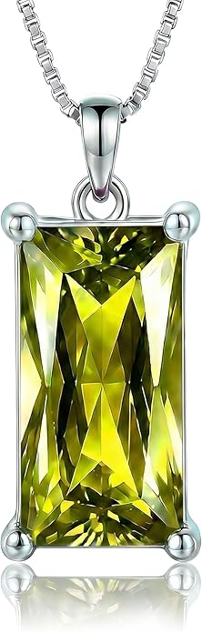 8mm x 16mm Square Birthstone Pendant Necklace – Fashion charming Sterling Silver Gift for women