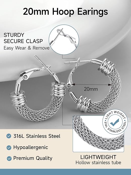 PROSTEEL 30/40/60/80/100mm Chunky Hoop Earrings For Women Gold Plated/Black Stainless Steel Hoops Earrings Statement Jewelry