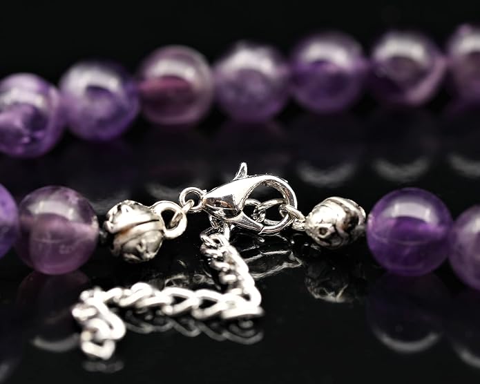 Natural Gemstone Beaded Choker Necklace | 8mm Handmade Adjustable Jewelry for Men & Women | Chakra Balancing Crystal Necklace | Spiritual Gift | Macrame Cord with Extender