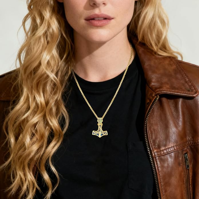 Celtic Cross Tree of Life Necklace for Women Sterling Silver Thor Hammer Tree of Life Pendant Irish Knot Cross Amulet Tree of Life Jewelry