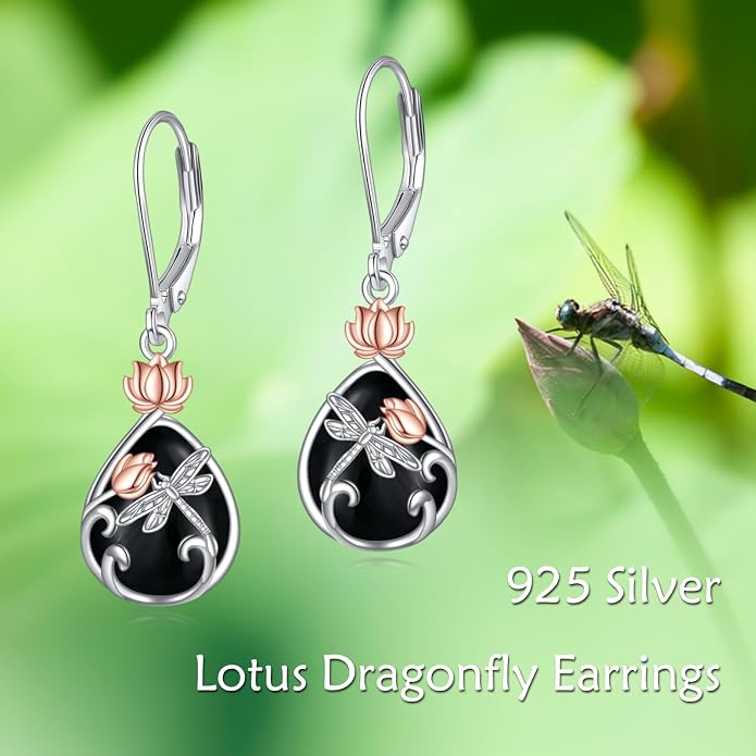 AOBOCO Teardrop Dangle Earrings for Women 925 Sterling Silver Moonstone Flower Filigree Leverback Jewelry Birthday