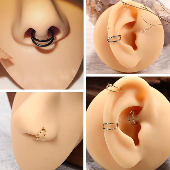 316L Surgical Steel Septum Clicker Ring Nose Ring Hoop Sleeper Hoop Earring Helix Rook Conch Cartilage Daith Tragus Earrings Lobe Nose Piercing Jewelry for Women