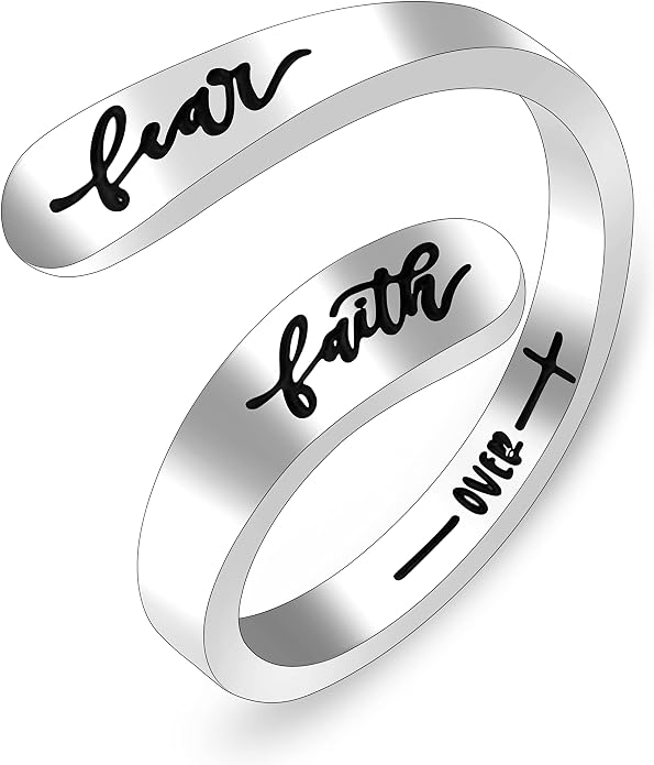 Uloveido Adjustable Inspirational Flying Dandelion Double Stainless Steel Freedom Ring Bands Cool Stacking Gift for Women, Engraving Rings Motivational Gift Y2004