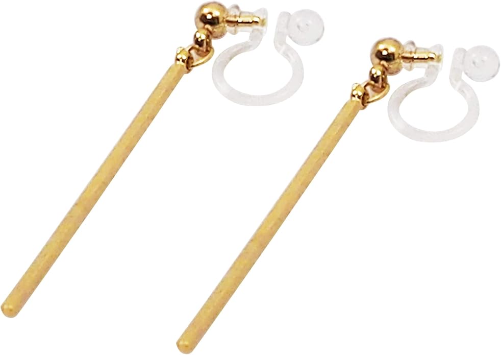 Comfortable Stick Invisible Clip On Earrings Gold Dangle Long Waved Threader Bar Clip-On Non Pierced Earrings Silver For Women,…