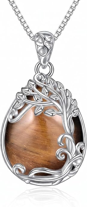 Teardrop Moonstone Necklace for Women Tree of Life/Filigree Birthstone Pendant Necklace Jewelry