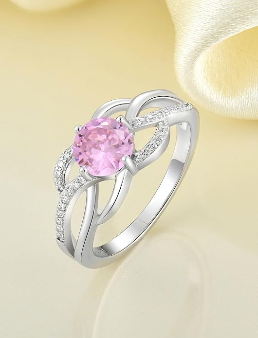 YL Celtic Knot Rings 925 Sterling Silver Twisted Ring Cubic Zirconia Infinity Statement Jewelry for Women
