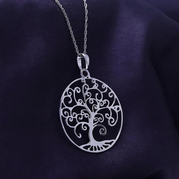 Jewel Zone US Tree of Life Filigree Pendant Necklace 14k Gold Over Sterling Silver