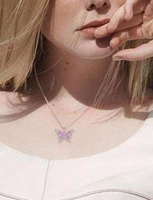 Butterfly Necklace 925 Sterling Silver Celtic Knot Pendant Teardrop Birthstone Twisted Jewelry for Women