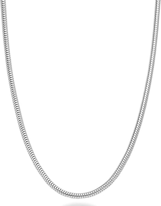 Miabella 925 Sterling Silver Italian 1.5mm, 2mm, 2.5mm Round Snake Chain Necklace for Women Made in Italy