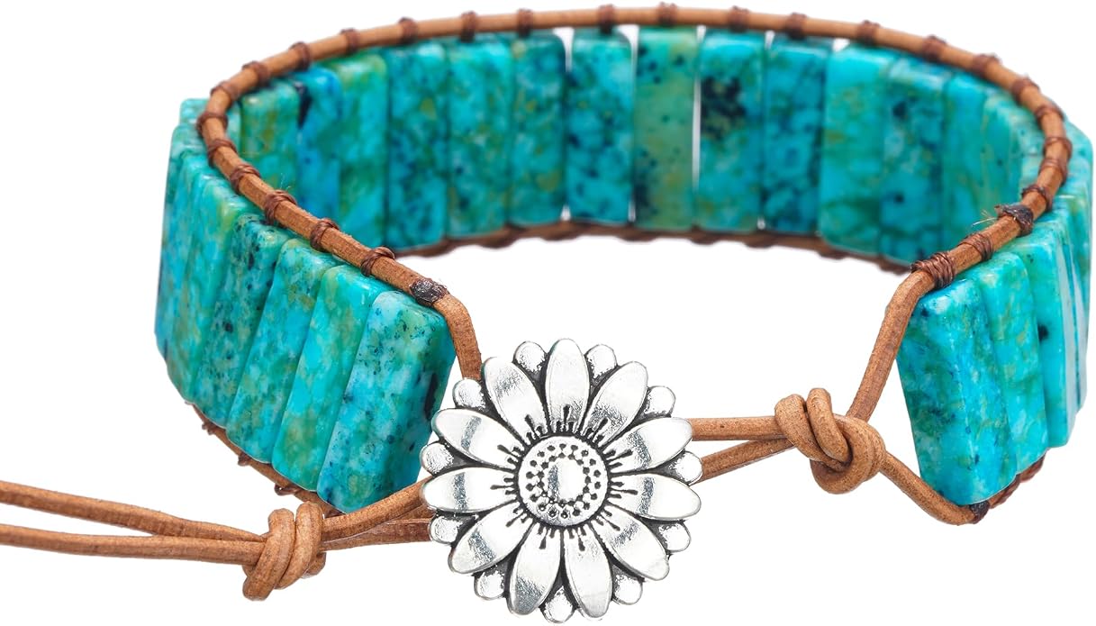 Plumiss Women Boho Handmade Natural Stone Crystal Leather Bead Wrap Bracelets Collection