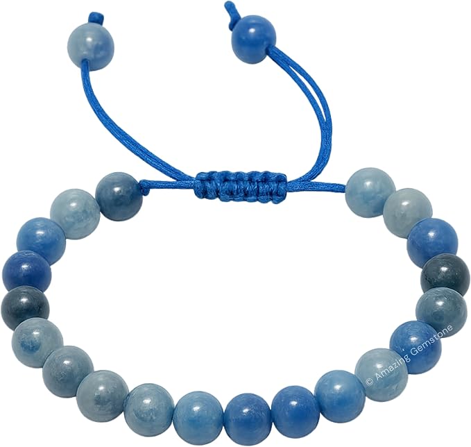 Amazing Gemstone Blue Aventurine Bracelet for Women Men's Gifts - Protection Healing Crystal Bracelet - 8mm Gemstone Beaded Adjustable Bracelet Pulseras para Hombres Mujer Stocking Stuffers