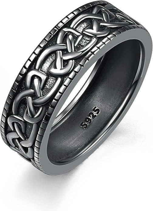 ADMETUS 925 Sterling Silver Celtic Knot Ring Wedding Band Rings for Men Celtic Jewelry Gifts for Men Rings Size 5-15