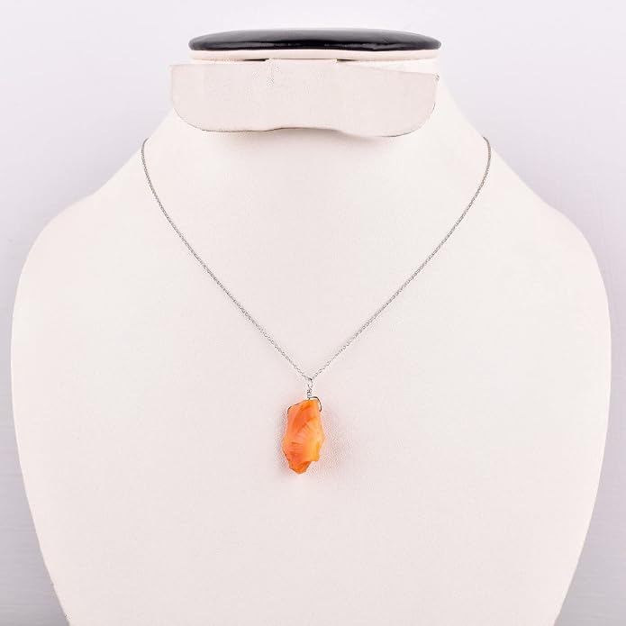 Raw Gemstone Dainty Pendant Necklace for Women, Trendy Healing Chakra Crystal, Birthstone Handmade 925 Sterling Silver Adjustable 18 inch Chain Jewelry, Birthday Gifts