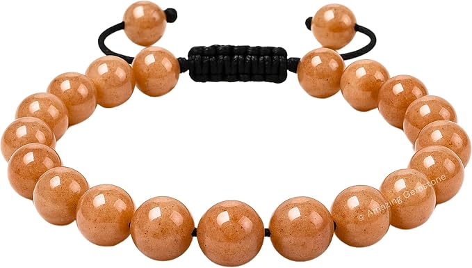 Amazing Gemstone Sunstone Bracelet for Women Men's Gifts - Protection Healing Crystal Bracelet - 8mm Gemstone Beaded Adjustable Bracelet