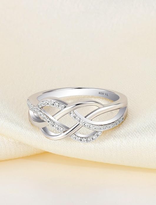 YL Celtic Knot Rings 925 Sterling Silver Twisted Knot Ring Birthstone Infinity Statement Jewelry for Women-size5
