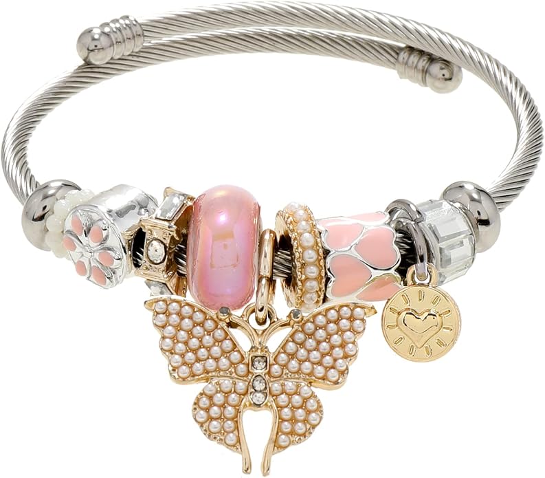 DS Charm Bracelets for girls,exquisite cute cartoon friendship bracelets Silver Stainless Steel Bangle with birthday Gift box, Adjustable girls jewelry Suitable for holiday gifts