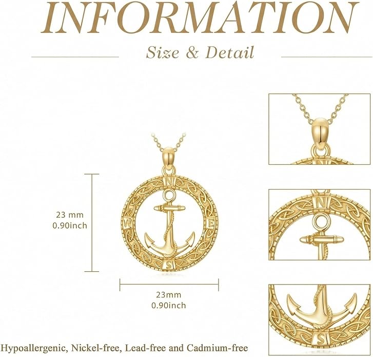 Compass/Sailboat/Lighthouse/Rudder Anchor Necklace for Women 18K Gold Plated Nautical Navy Jewelry Sea Lover Sailor Necklace Mothers Day Gifts for Women Mom Wife