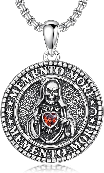 Skull/Skeleton Memento Mori Necklace 925 Sterling Silver Skull/Skeleton Pendant Hourglass Necklace Skull/Skeleton Jewelry for Men Women