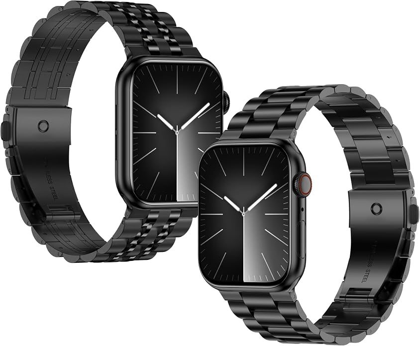 2-Pack Compatible for Apple Watch Band 46mm 42mm Series 11/10, 45mm 41mm Series 9/8/SE 3 Stainless Steel iWatch Ultra 3 Bands Men Women