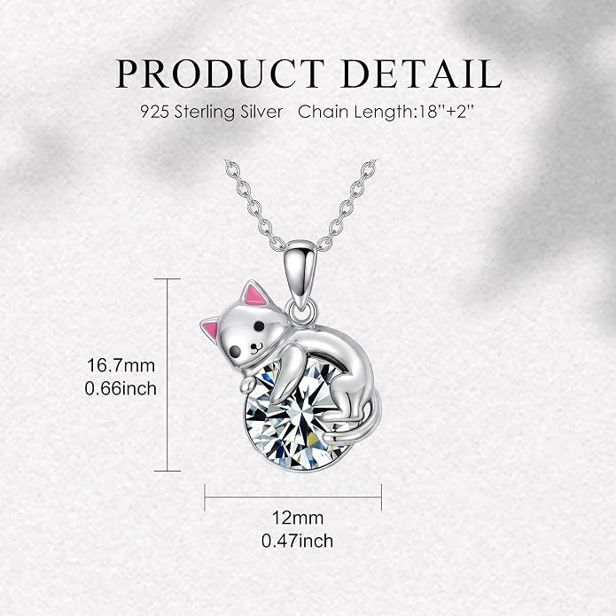 PELOVNY Teddy Bear Necklace for Women 925 Sterling Silver Bear/Highland Cow/Fox/Cat/Axolotl Birthstone Necklace Christmas Birthday Jewelry Gifts for Mom Daughter Wife Sister