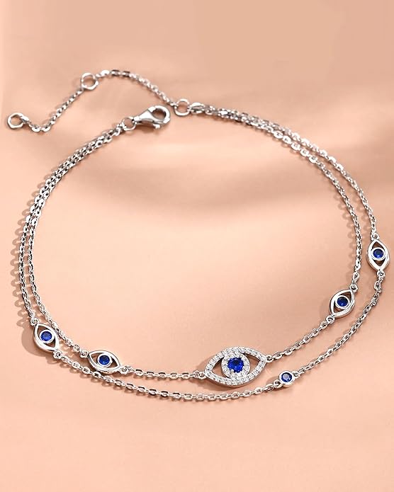 FANCIME Anklet Bracelets For Women, 925 Sterling Silver Layered Anklet Adjustable Chain Beach Jewelry Mothers Day Gifts for Women