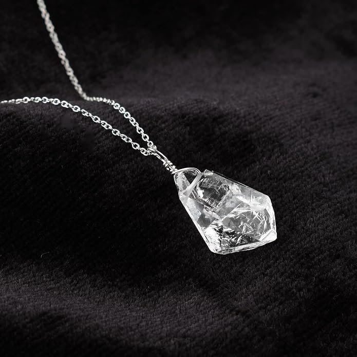 Raw Gemstone Dainty Pendant Necklace for Women, Trendy Healing Chakra Crystal, Birthstone Handmade 925 Sterling Silver Adjustable 18 inch Chain Jewelry, Birthday Gifts