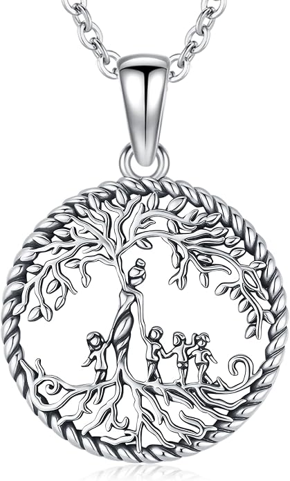Odinstone Tree of Life Necklace, Sterling Silver Pendant for Women Family Tree Necklaces Jewelry for Mom/Wife/Grandma(With Fine Gift Box)
