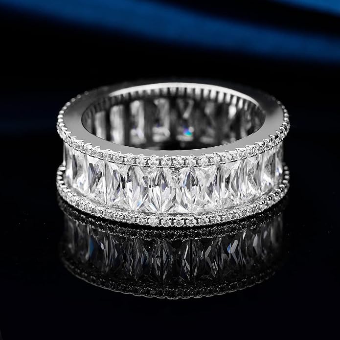 MDFUN 18K Gold Plated Eternity Rings for Women Cubic Zirconia Wedding Promise Engagement Band