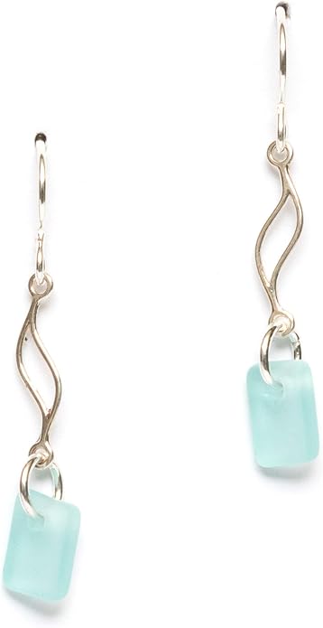 Journey Sea Glass Earrings - Sterling Drop Beach Earrings for Women by EcoSeaCo, using sustainable, recycled and repurposed material. Handmade Jewelry in the USA