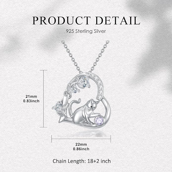 PELOVNY Teddy Bear Necklace for Women 925 Sterling Silver Bear/Highland Cow/Fox/Cat/Axolotl Birthstone Necklace Christmas Birthday Jewelry Gifts for Mom Daughter Wife Sister