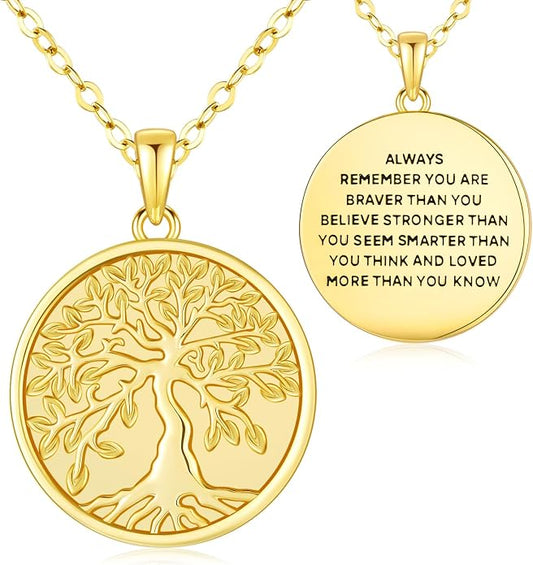 Aniu Tree of Life Necklace for Women, 925 Sterling Silver Mother of Pearl Family Palm Tree Charm Pendant Jewelry for Birthday Christmas Gift